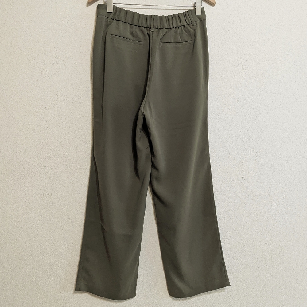 Quince Stretch Crepe Pleated Wide Leg Pants in Olive sz 10 Women's NWT 30 - Picture 4 of 8